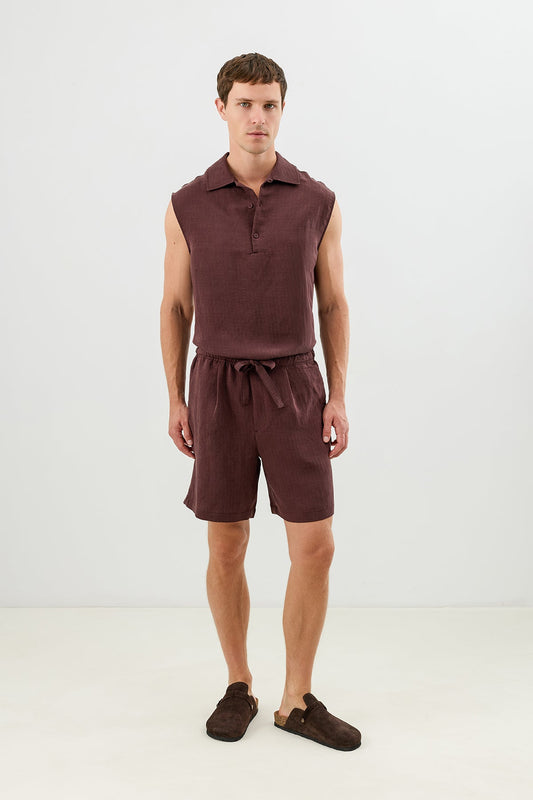 Men's Tie-Waist Shorts with Lyocell Blend