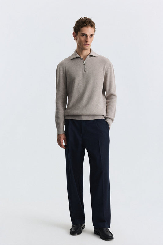 Men's Knit Sweater with a Zipper