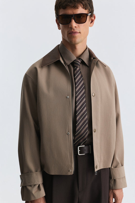 Men's Technical Jacket with Contrast Collar