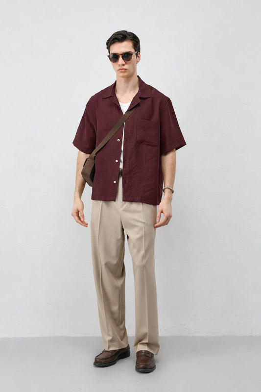 Men's Short-Sleeve Shirt with Lyocell Blend