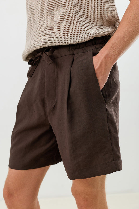 Pleated Shorts with Lyocell Blend