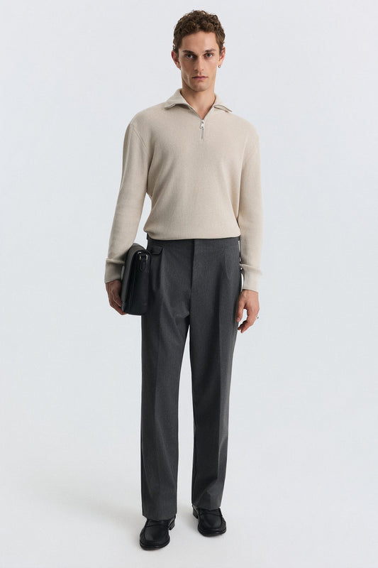 High-Waisted Pleated Pants