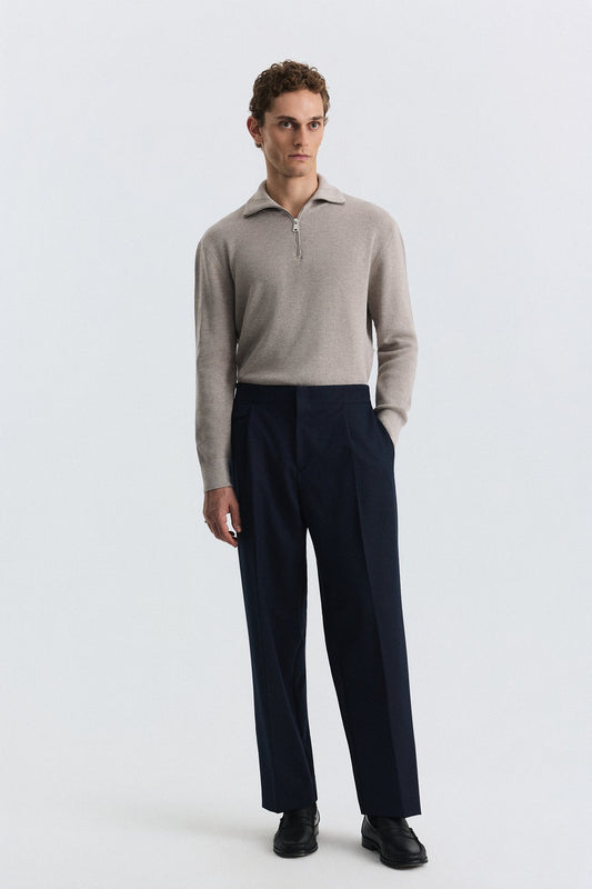 High-Waisted Pleated Pants