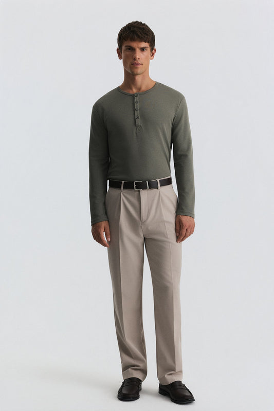 100% Cotton Button-Down Collar Ribbed T-Shirt