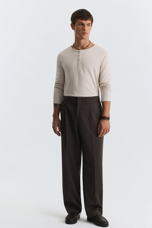 100% Cotton Button-Down Collar Ribbed T-Shirt