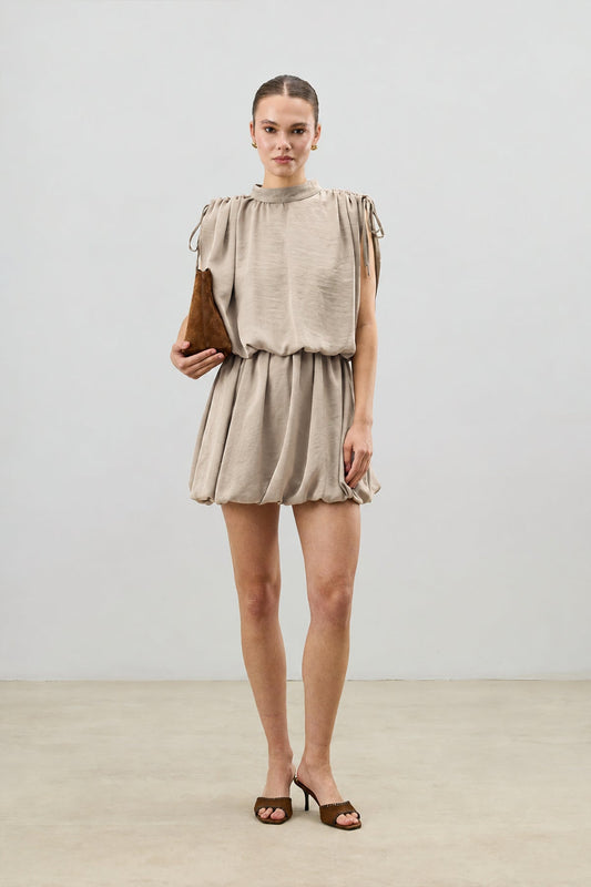 Women's Dress with Gathered Shoulders