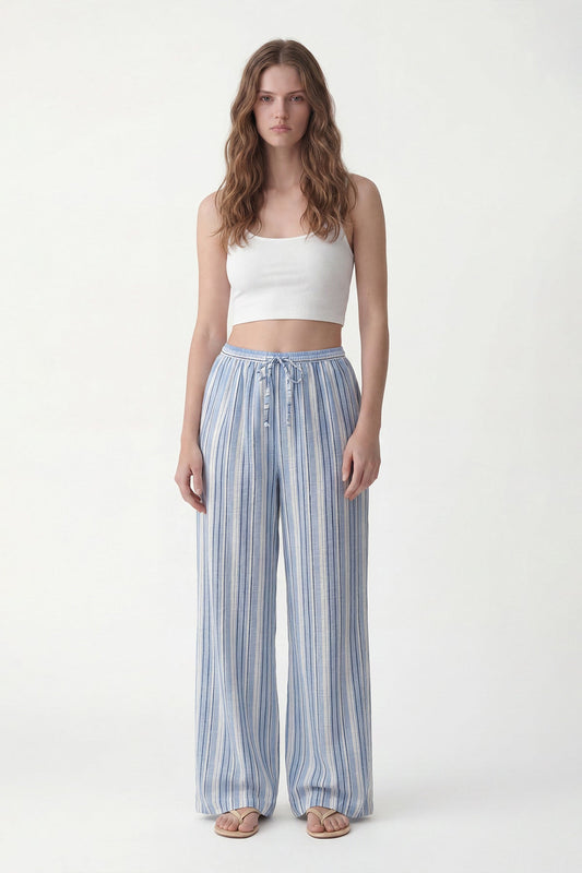 Striped Wide-Leg Pants