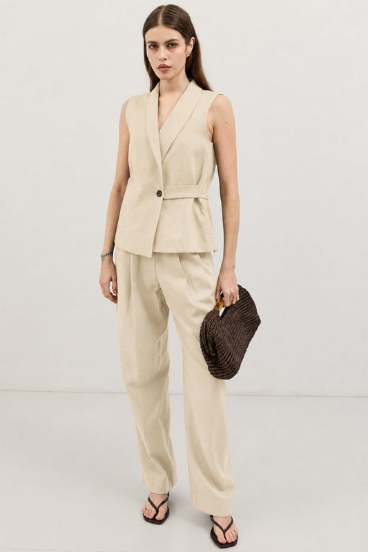 Women's Linen-Blend Wrap-Style Vest