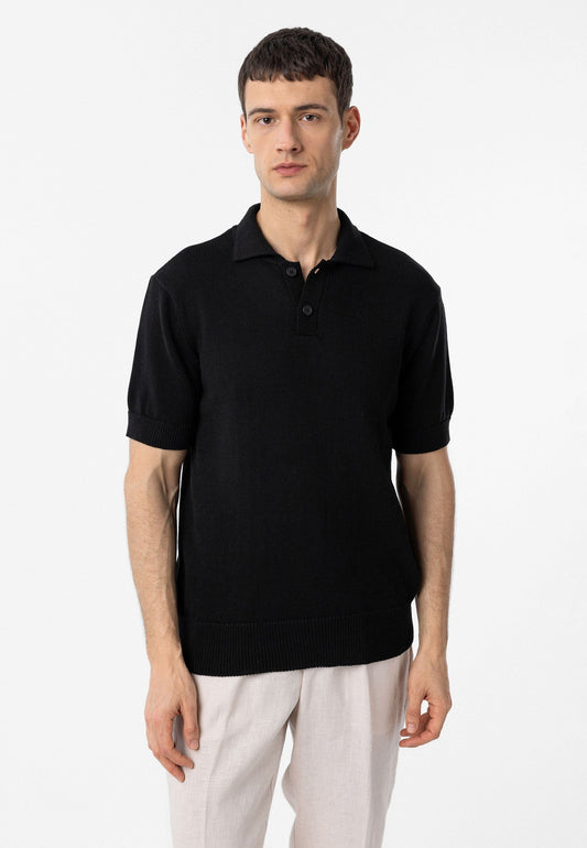 100% Cotton Polo-Neck Knit T-Shirt