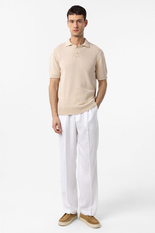 100% Cotton Polo-Neck Knit T-Shirt