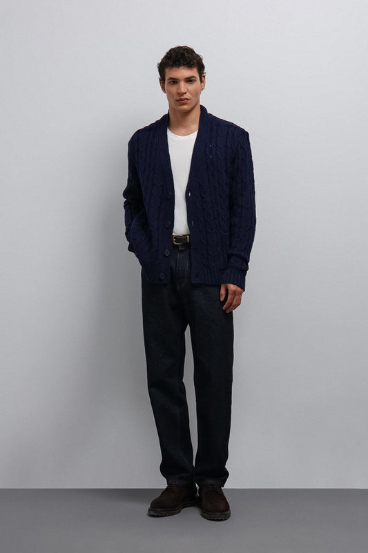 Antioch Men's Cardigan with Braided Texture
