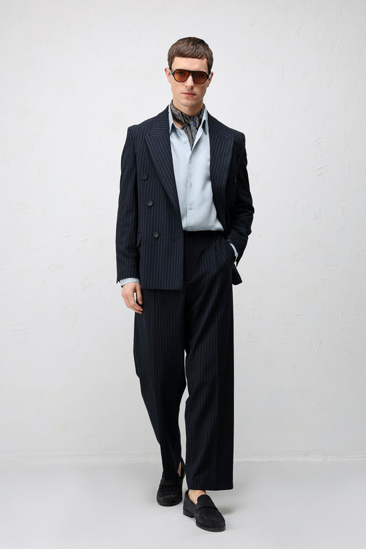 Relaxed-Fit Striped Men's Suit
