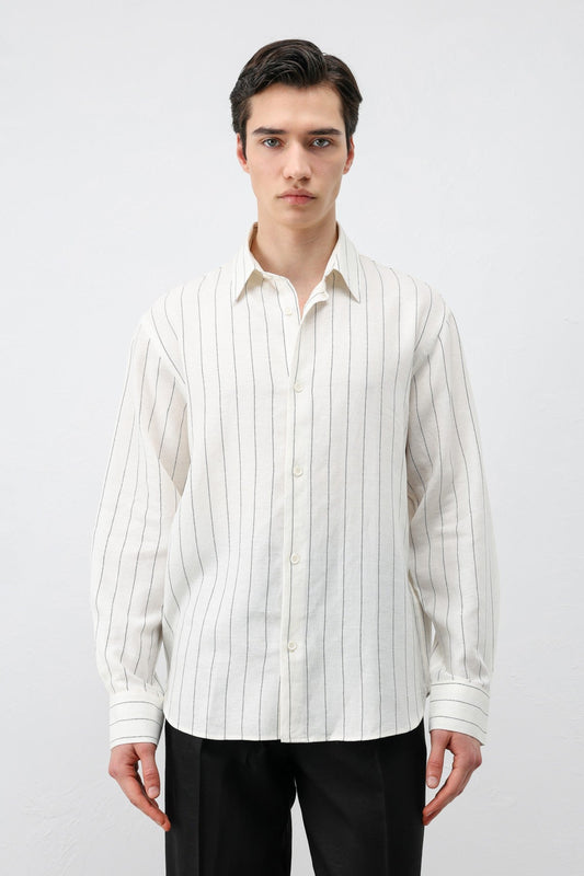 Antioch Men's Striped Shirt with Linen Blend