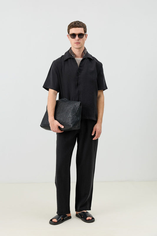 Antioch Lyocell-Blend Hidden-Button Men's Shirt