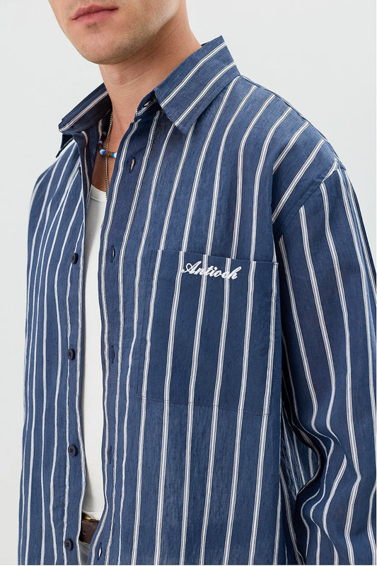 Men's Boxy-Fit Shirt with Linen Blend