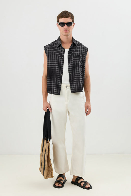 Boxy Fit Men's Sleeveless Shirt