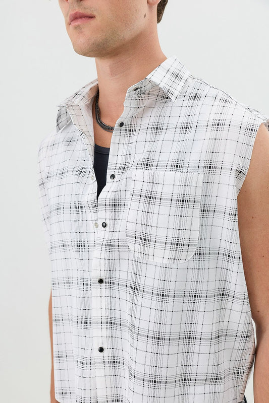 Men's Sleeveless Boxy-Fit Shirt with Modal Blend