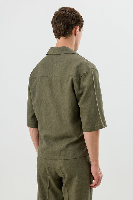 Men's Relaxed-Fit Symmetrical Shirt with Linen Blend