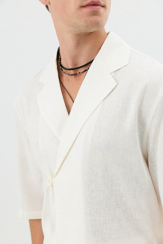 Men's Relaxed-Fit Symmetrical Shirt with Linen Blend