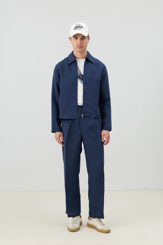 Men's Relaxed-Fit Striped Pants with Modal Blend
