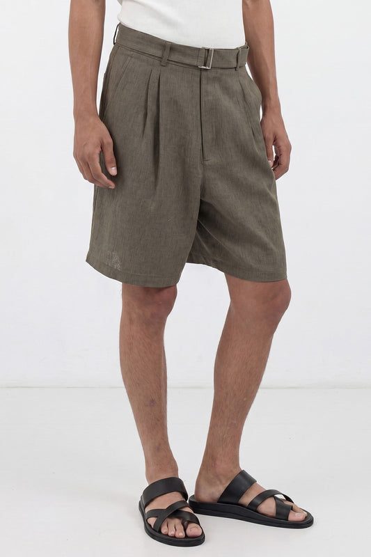 Linen-Blend Shorts with a Belt