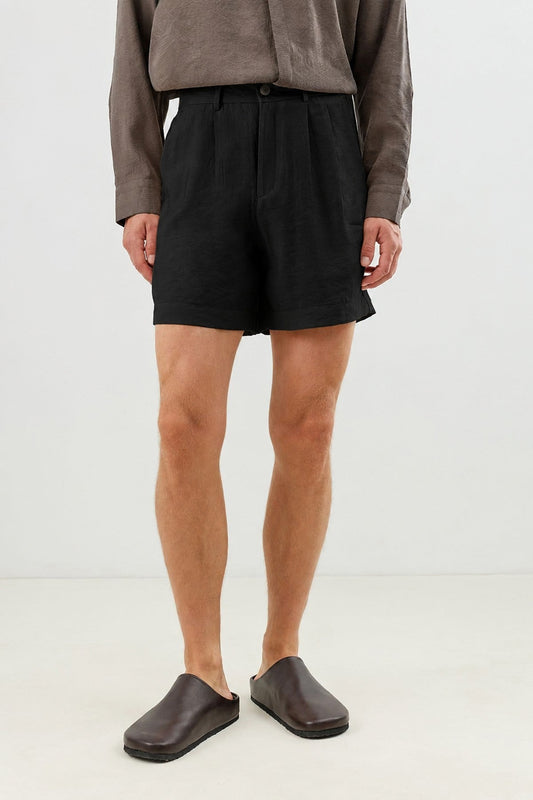 Men's Pleated Shorts with Lyocell Blend
