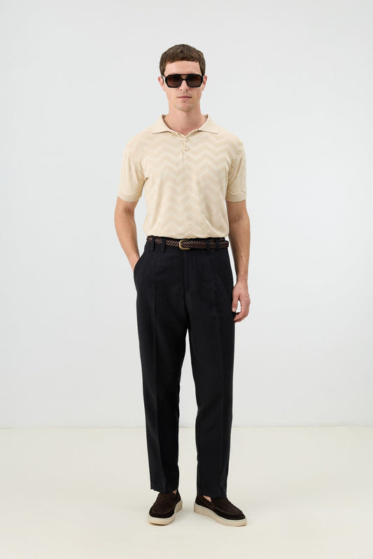 Antioch Zigzag-Patterned Polo-Neck Knit Men's T-Shirt