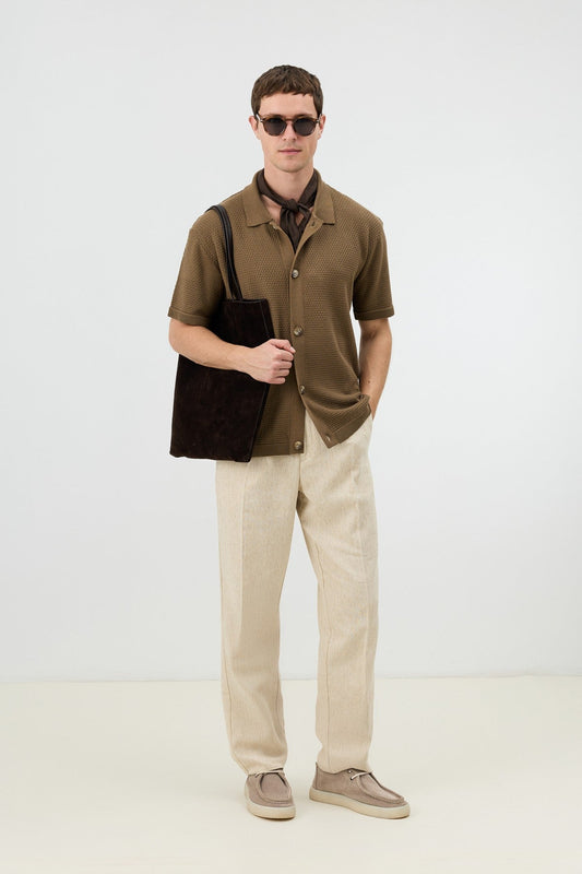 Antioch-Textured Button-Down Knit Shirt