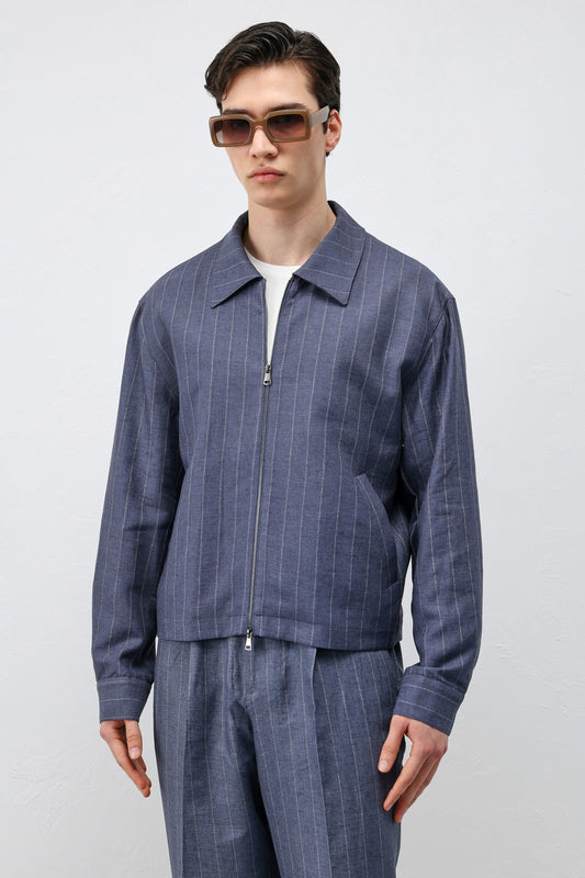 Antioch Men's Striped Jacket with Linen Blend