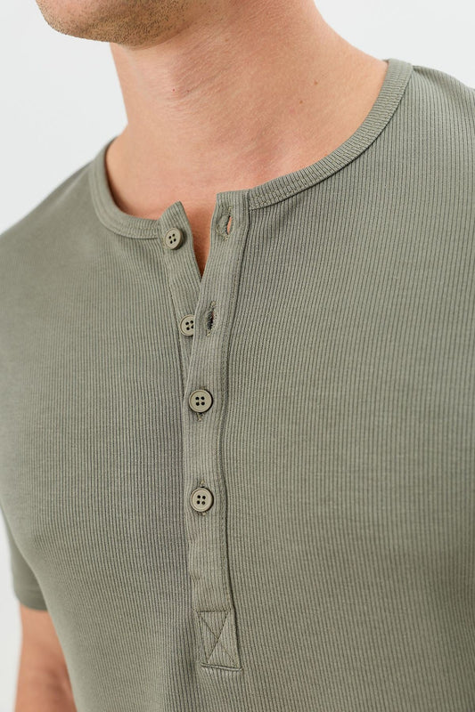 Cotton T-shirt with Button-Down Collar