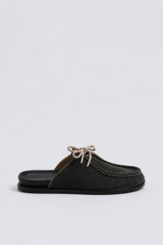 100% Suede Lace-Up Sabot