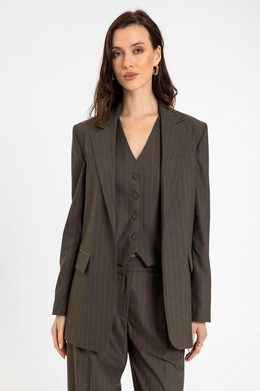 Antioch Women's Single-Button Striped Blazer Jacket