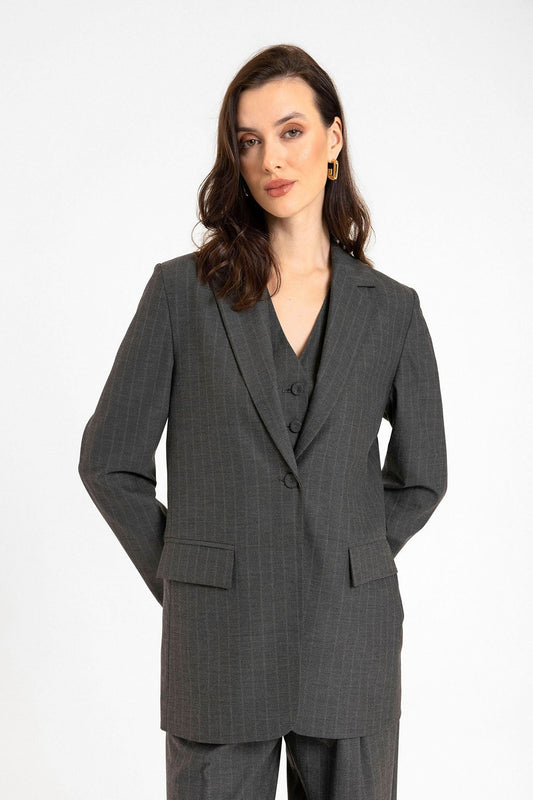 Antioch Women's Single-Button Striped Blazer Jacket