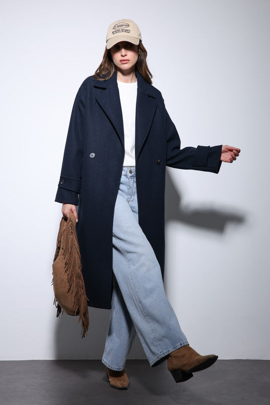 Antioch Women's Soft-Textured Oversized Double-Breasted Coat