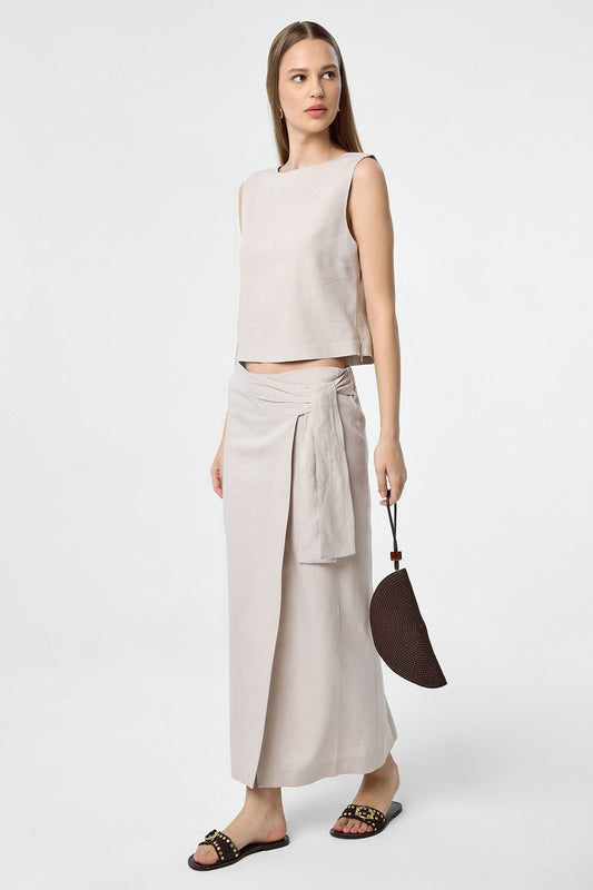 Antioch Linen-Blend Belted Women's Skirt