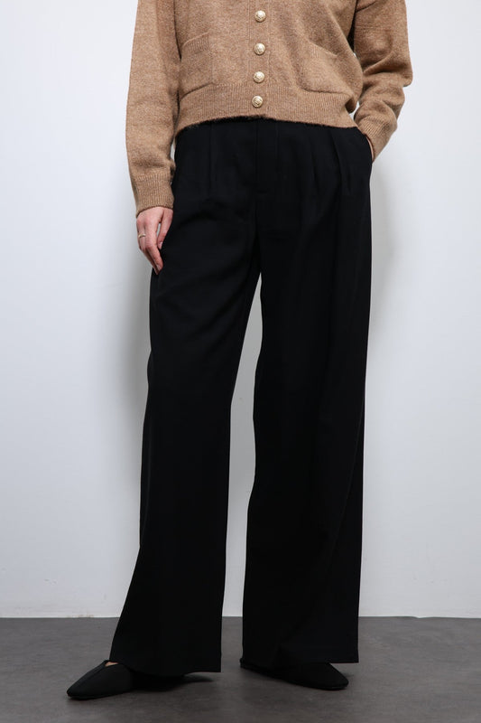 Women's Pleated Pants with Elastic Waistband