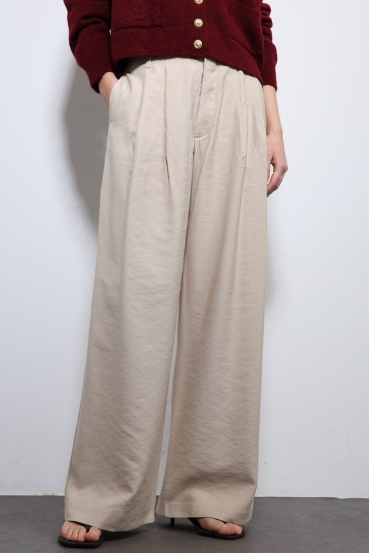 Women's Pleated Pants with Elastic Waistband