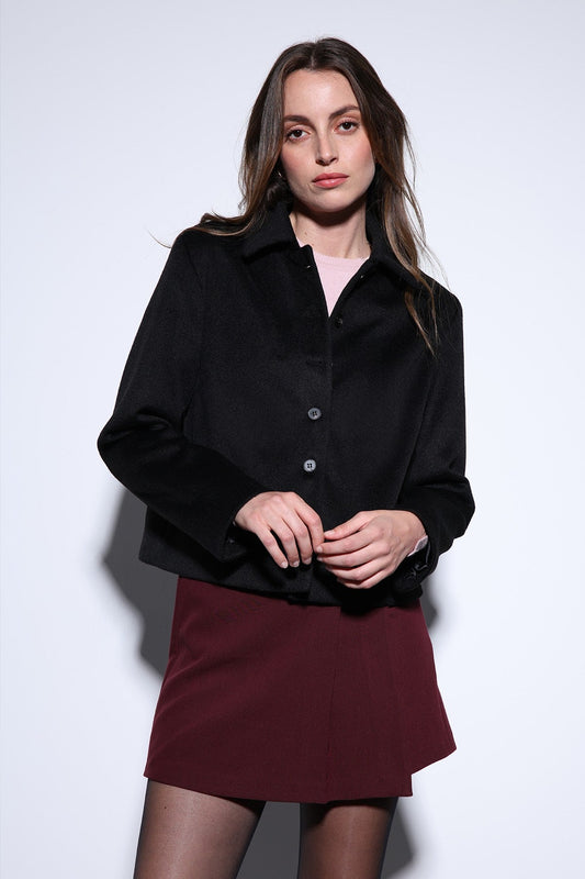 Antioch Shirt-Collar Short-Sleeved Cashmere Jacket