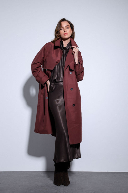 Women's Trench Coat with a Wrap-Around Belt