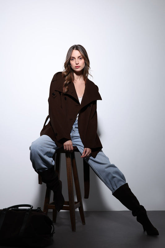 Antioch Stand-Up Collar Double-Breasted Women's Coat