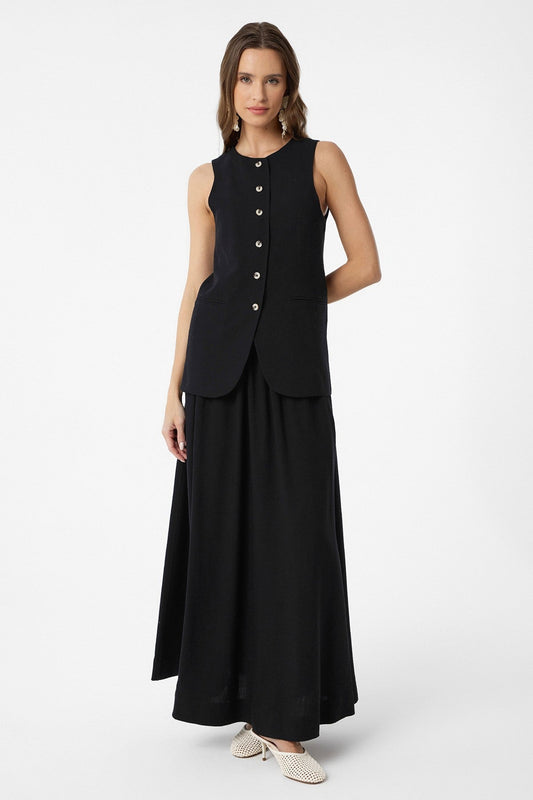 Antioch Women's Long Vest with Linen Blend
