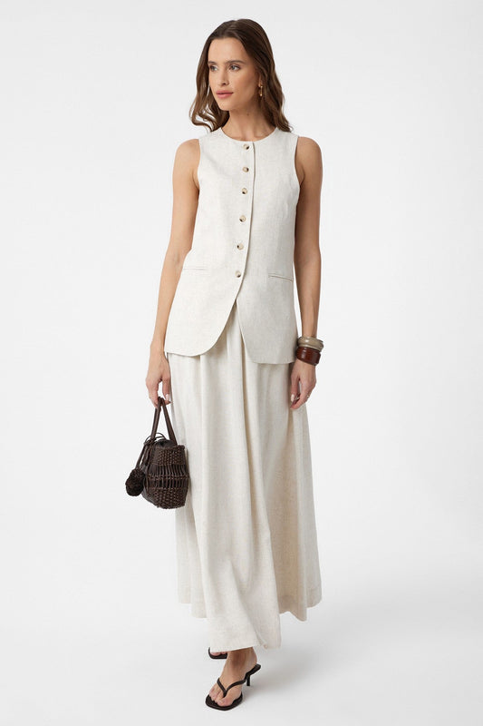 Antioch Women's Long Vest with Linen Blend