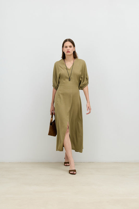 Antioch V-Neck Linen-Blend Women's Dress