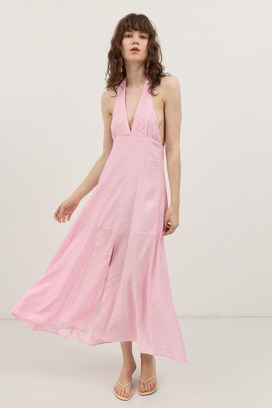 Women's Polka-Dot Dress with a Halter Neckline