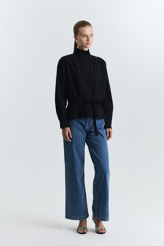 Waist-Tied Poplin Jacket