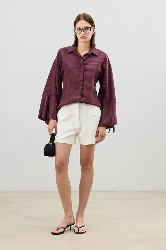 Antioch Women's Striped Shirt with Tie-Back Sleeves