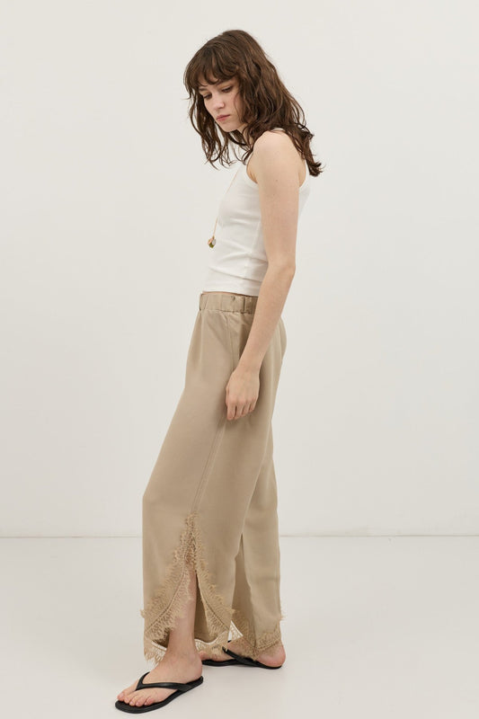 Women's Pants with Lace-Trimmed Cuffs