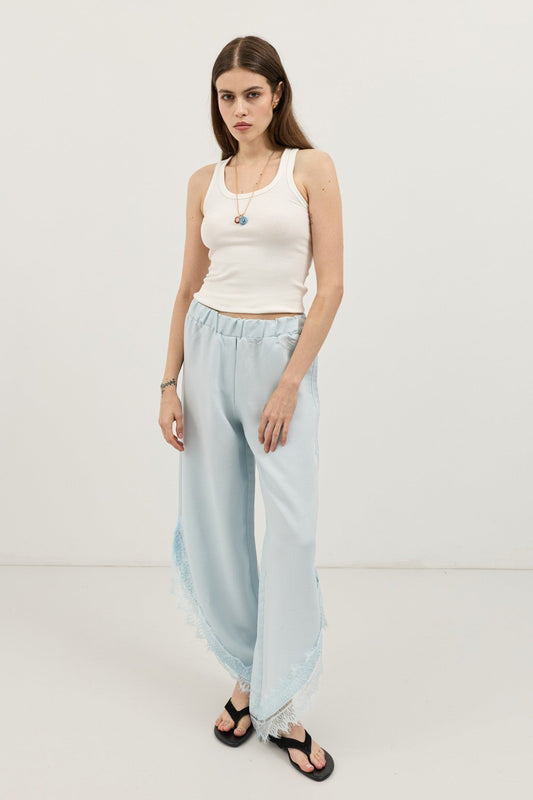 Women's Pants with Lace-Trimmed Cuffs