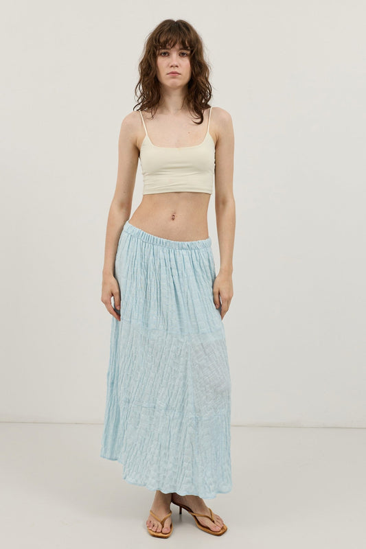 Antioch Linen-Blend Textured Midi Skirt