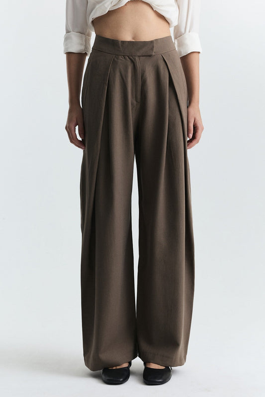 Pleated Wide-Leg Pants